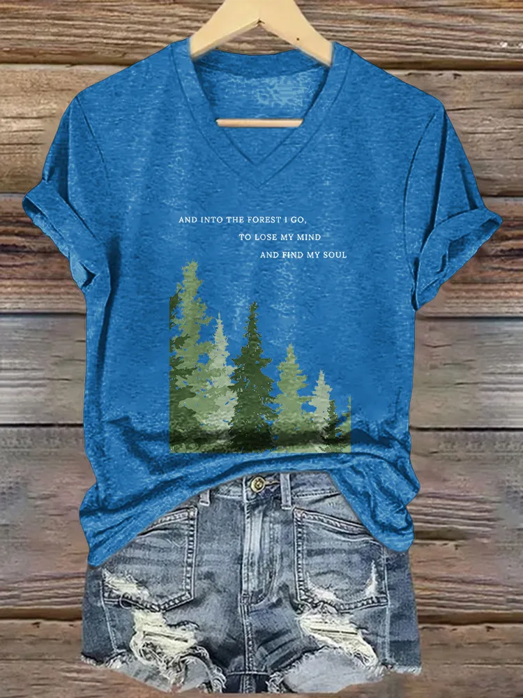 Women'S And Into The Forest I Go, To Lose My Mind And Find My Soul V-Neck T-Shirt