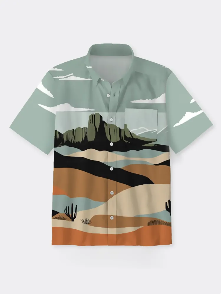 Desert Landscape Pattern Button Up Shirt