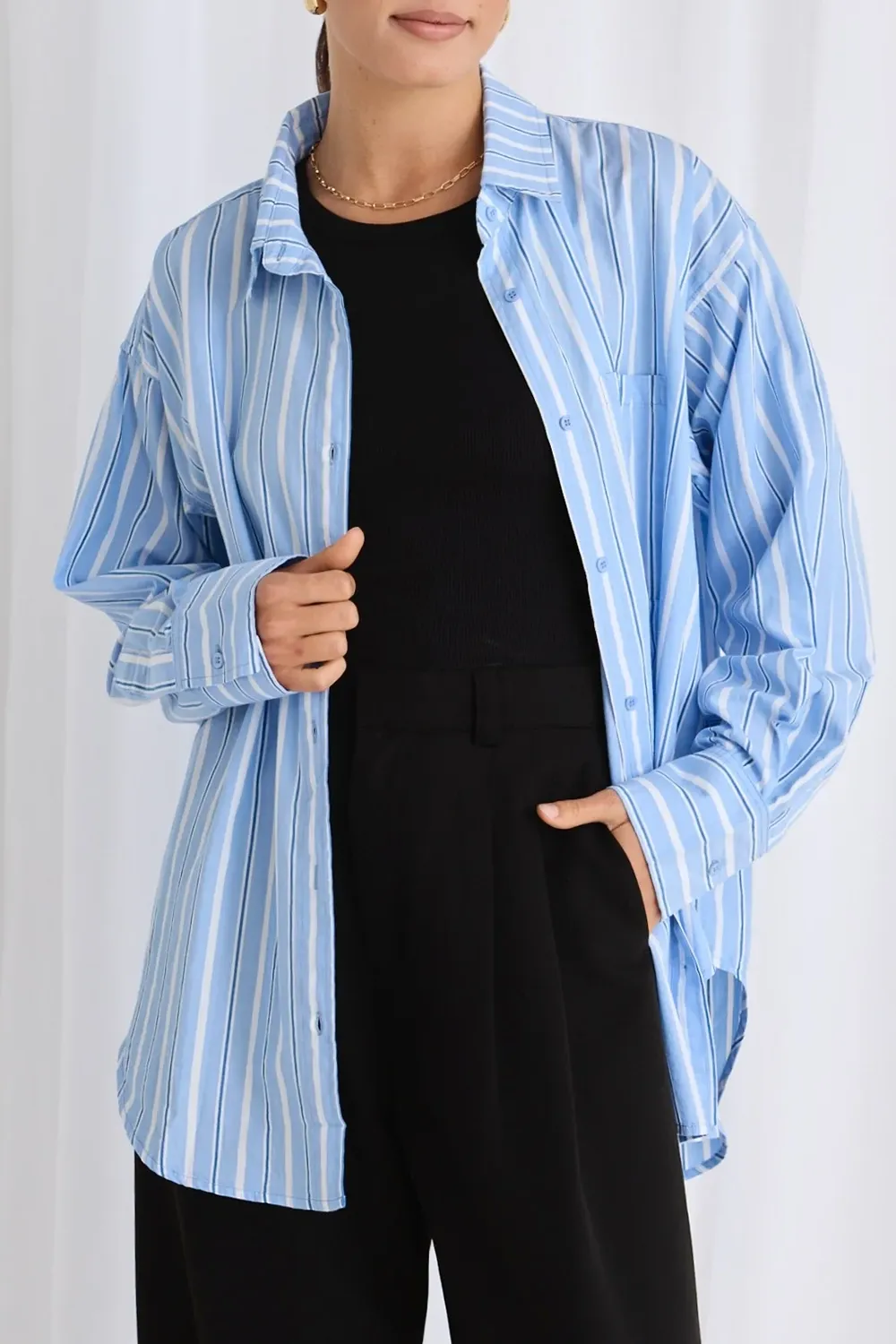 Blue Stripe Oversized Shirt