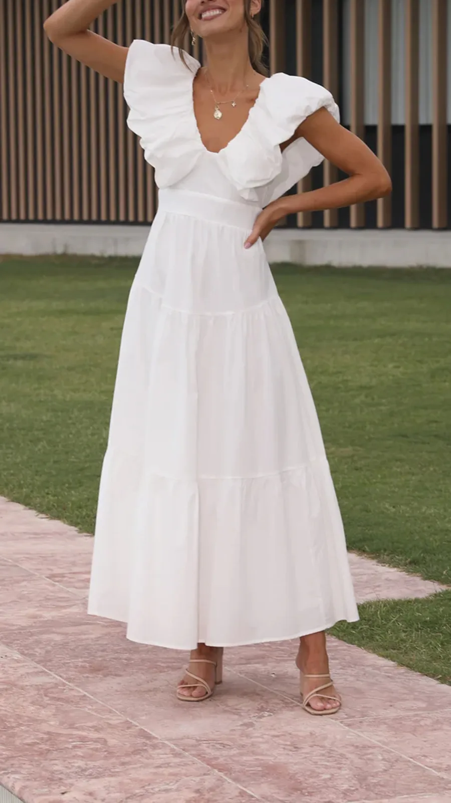 Fluffy Ruffle Tiered Maxi Dress