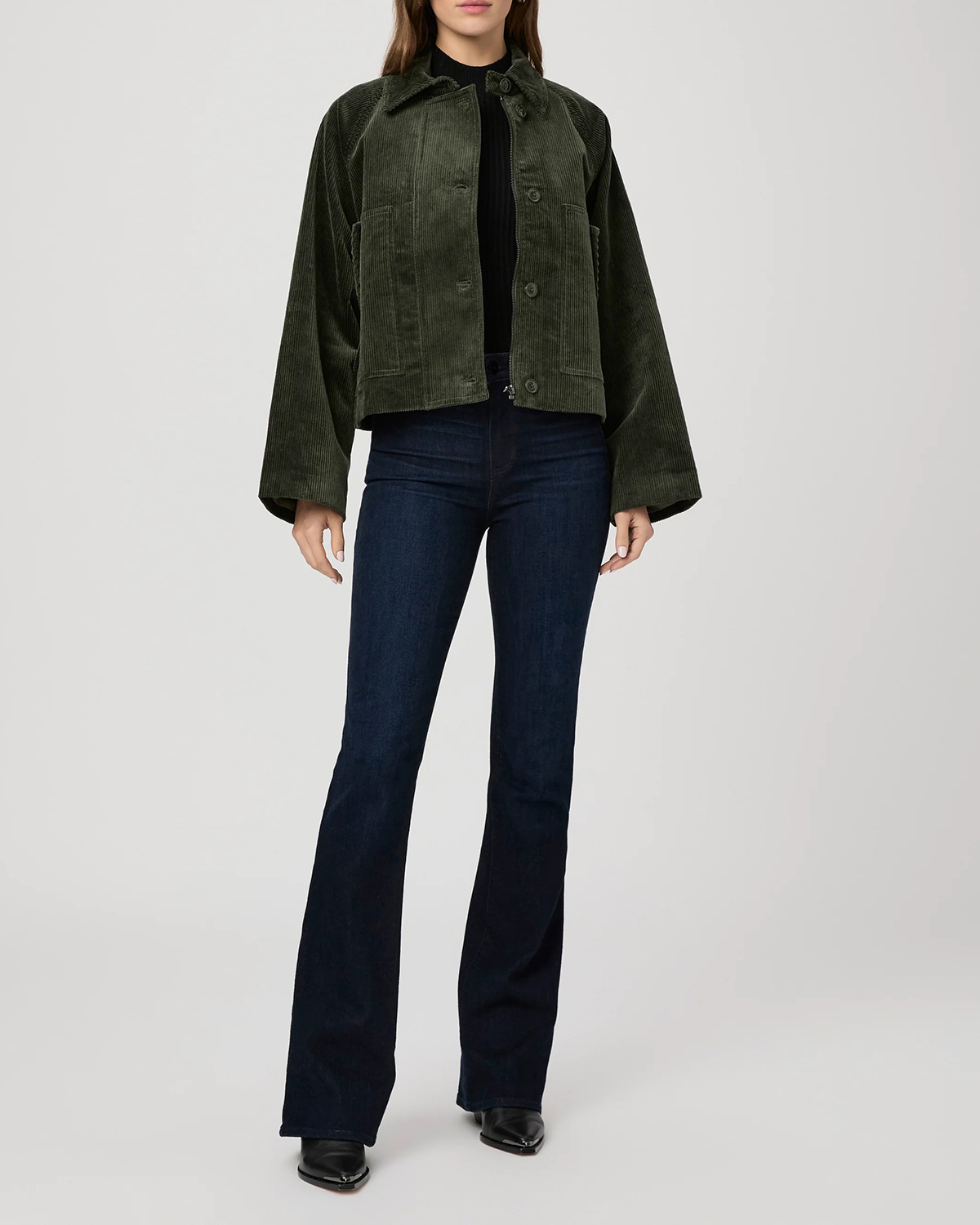 Dark Green Corduroy Boxy Fit Jacket