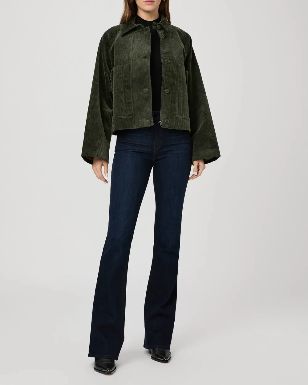 Dark Green Corduroy Boxy Fit Jacket