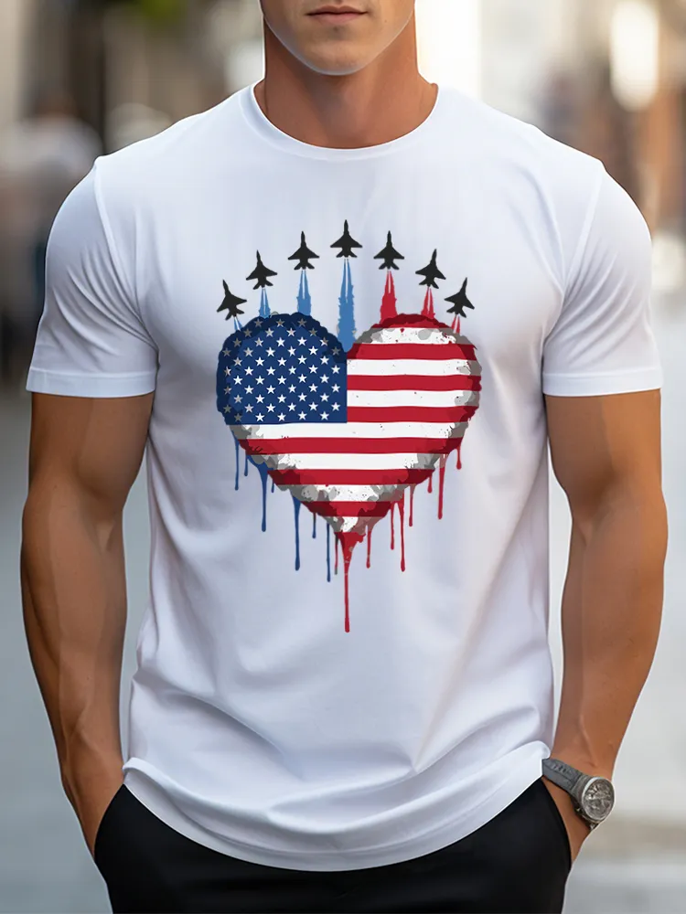 Man'S Independence Day Round-Neck Short-Sleeved T-Shirt