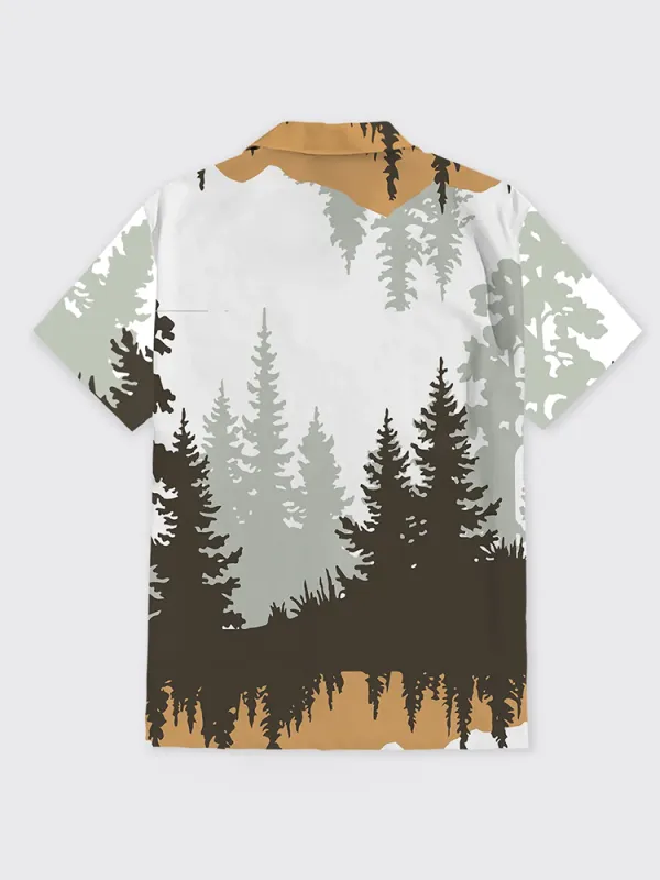 Fir Tree Forest Border Button Up Shirt