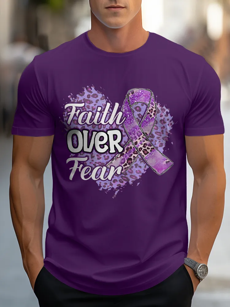 Men'S Round-Neck Short-Sleeved T-Shirt Faith Over Fear Prints