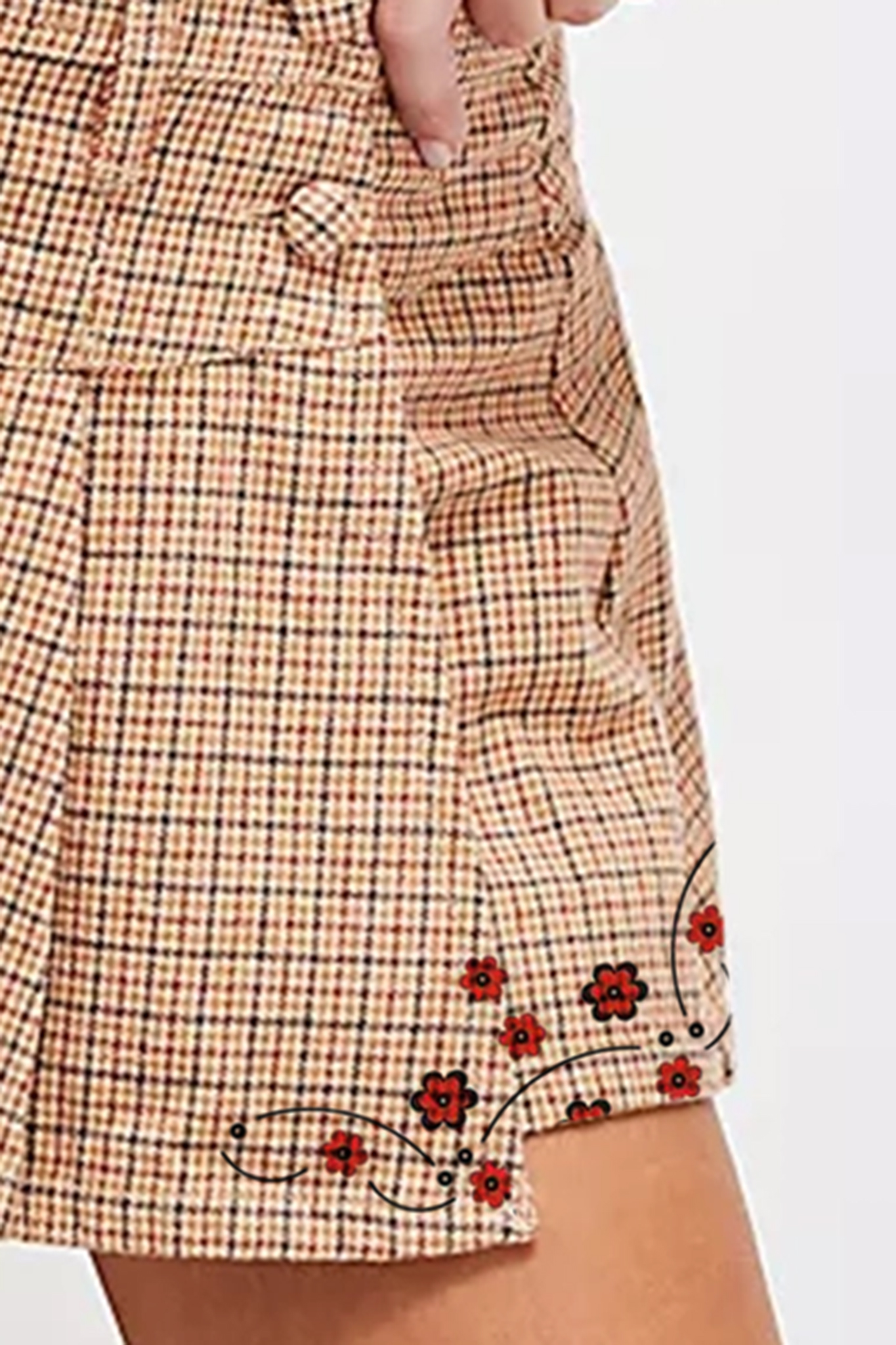 Houndstooth Asymmetric Mini Skirt