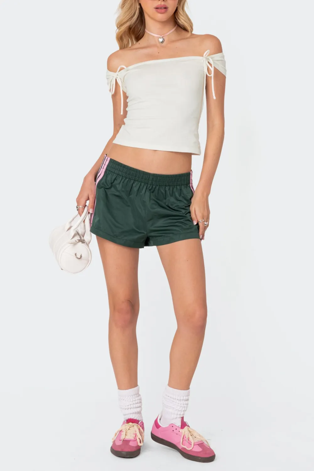 Nylon Striped Casual Shorts