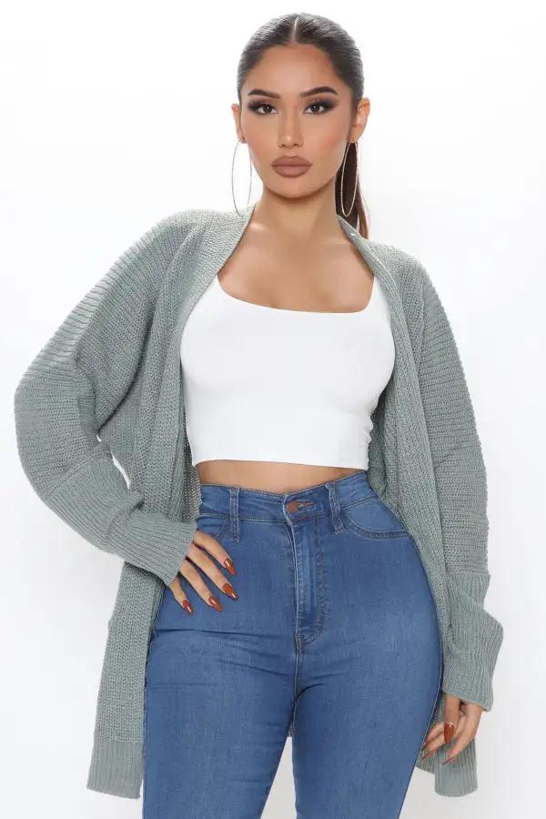 Just Go With It Cardigan - Sage