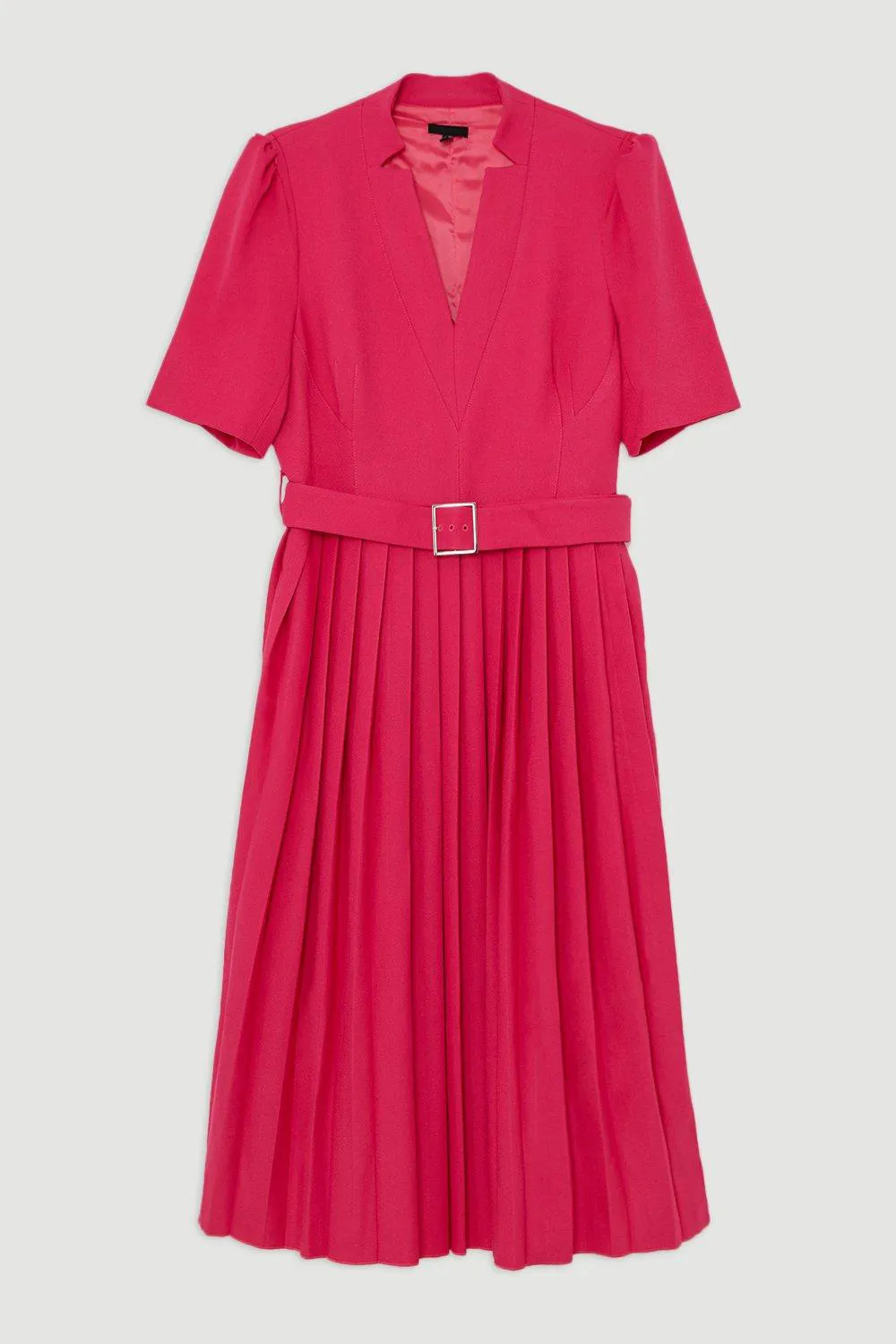 Plus Size Structured Crepe Pleat Dress