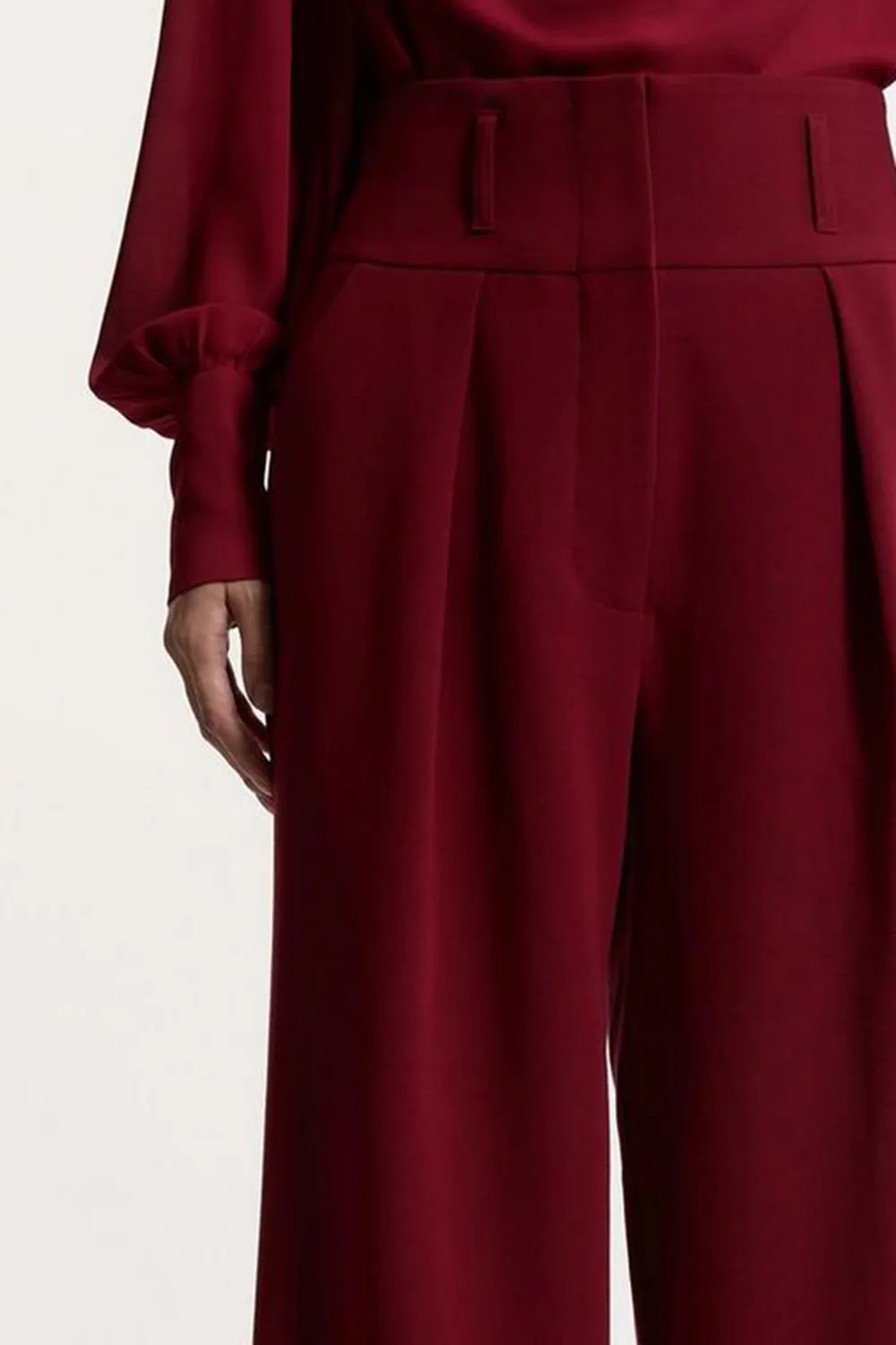 Compact Stretch Essential Tailored High Waist Wide Leg Trouser