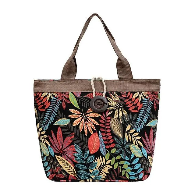 Women's Handbag Shoulder Bag Bucket Bag Canvas Daily Holiday Large Capacity Breathable Durable Leopard Black Dark Red
