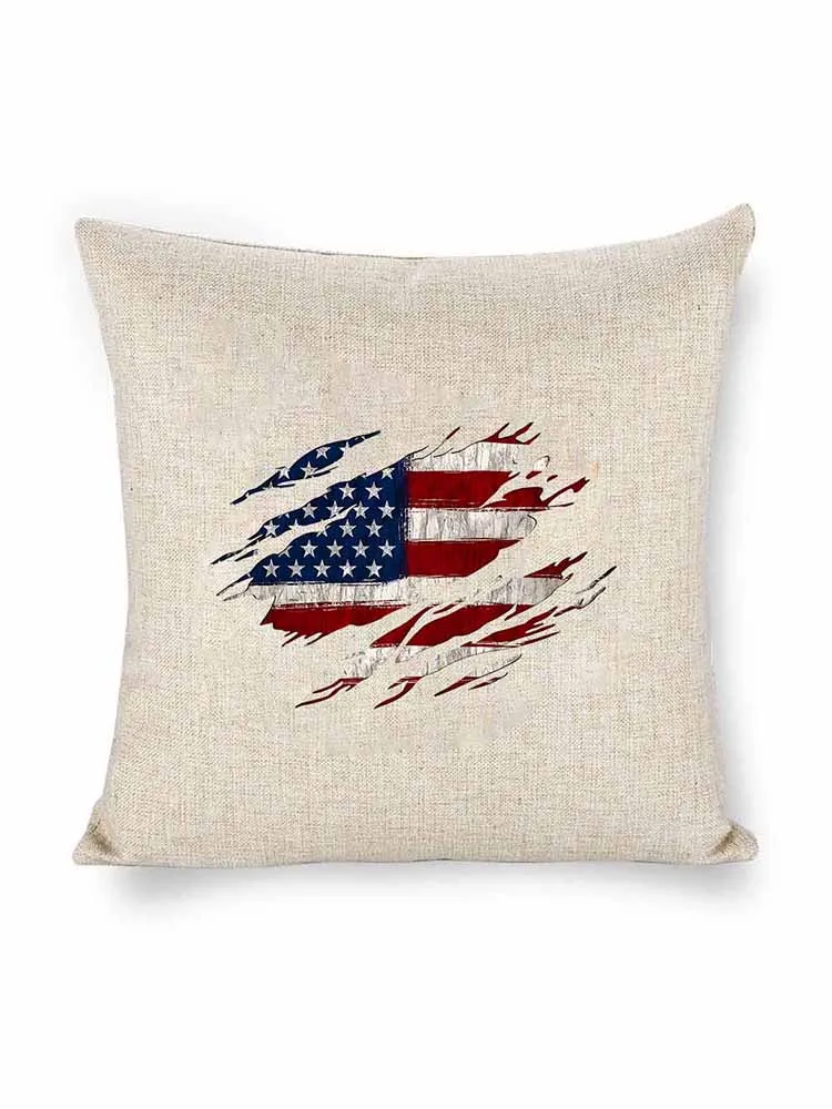 Linen Throw Pillow With National Flag Print Throw Pillow