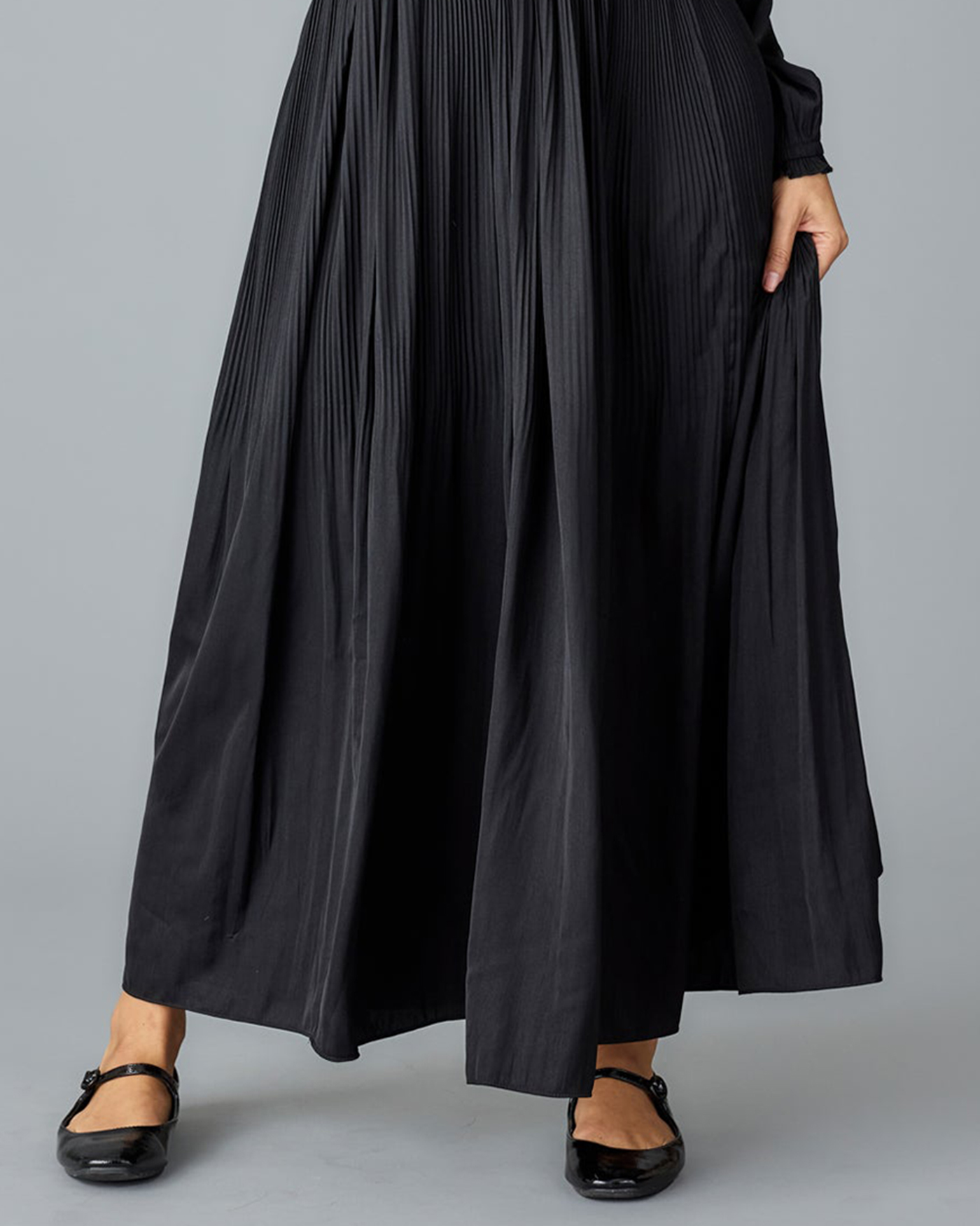 Black Smocked Waist Maxi Dress