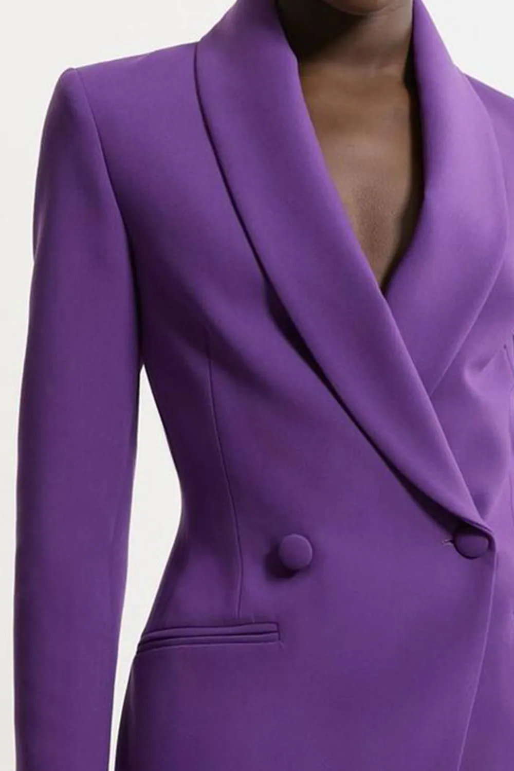 Petite Compact Stretch Tailored Blazer Wrap Mini Dress