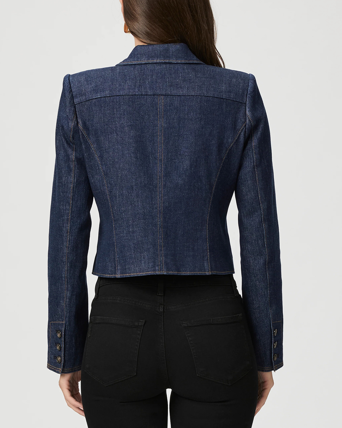 Navy Blue Cropped Denim Blazer