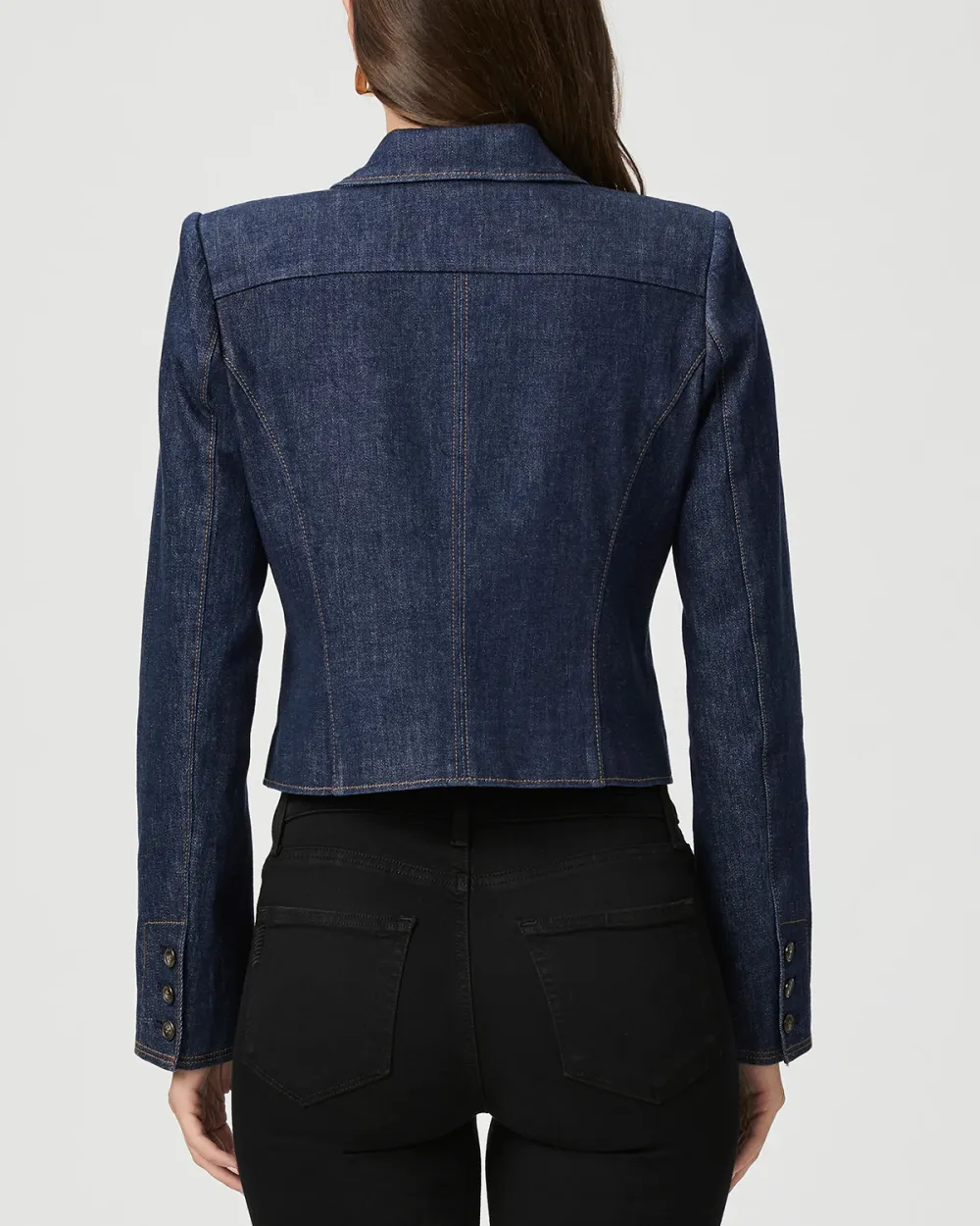 Navy Blue Cropped Denim Blazer