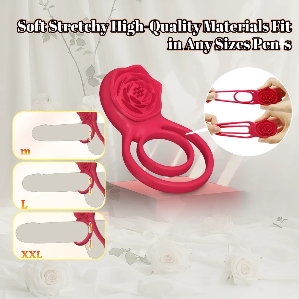 Vibrating Cock Ring with Rose Clitoral Stimulator