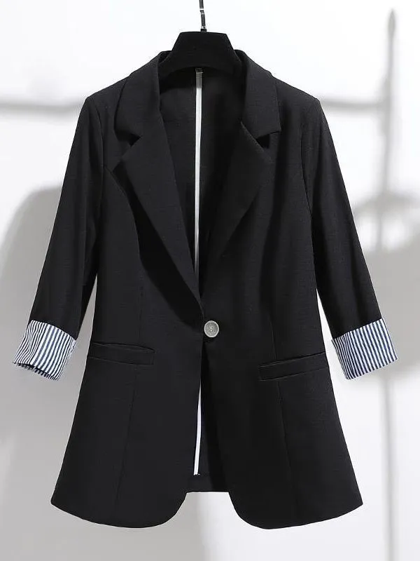 Lapel Collar Casual Plain Loose Blazer