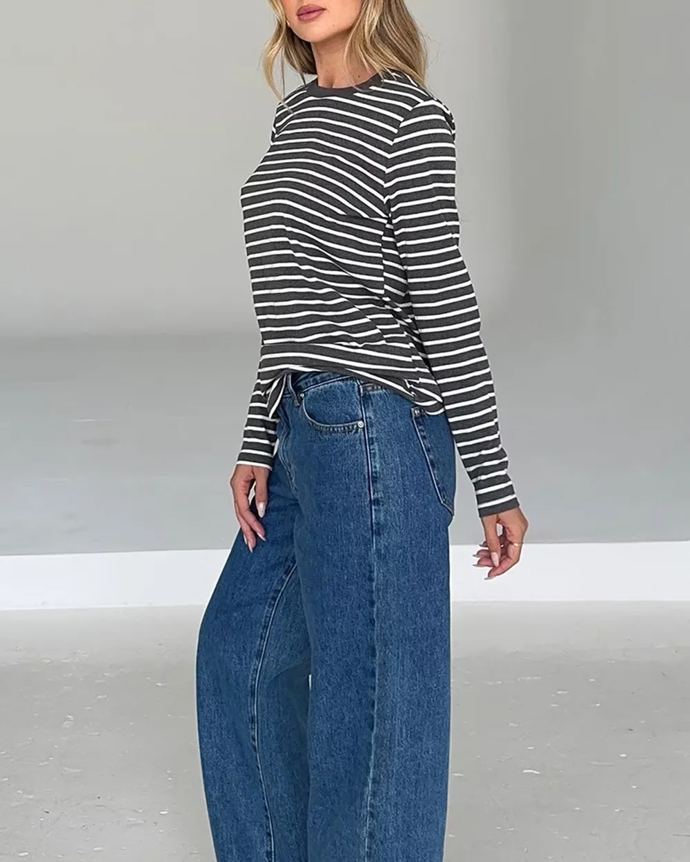 Long Sleeve Stripe Boyfriend Tee