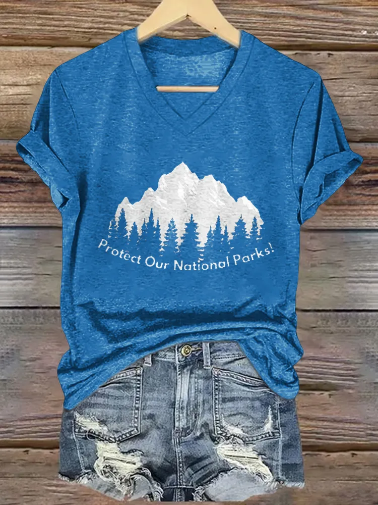 Women'S Protect Our National Parks! V-Neck T-Shirt