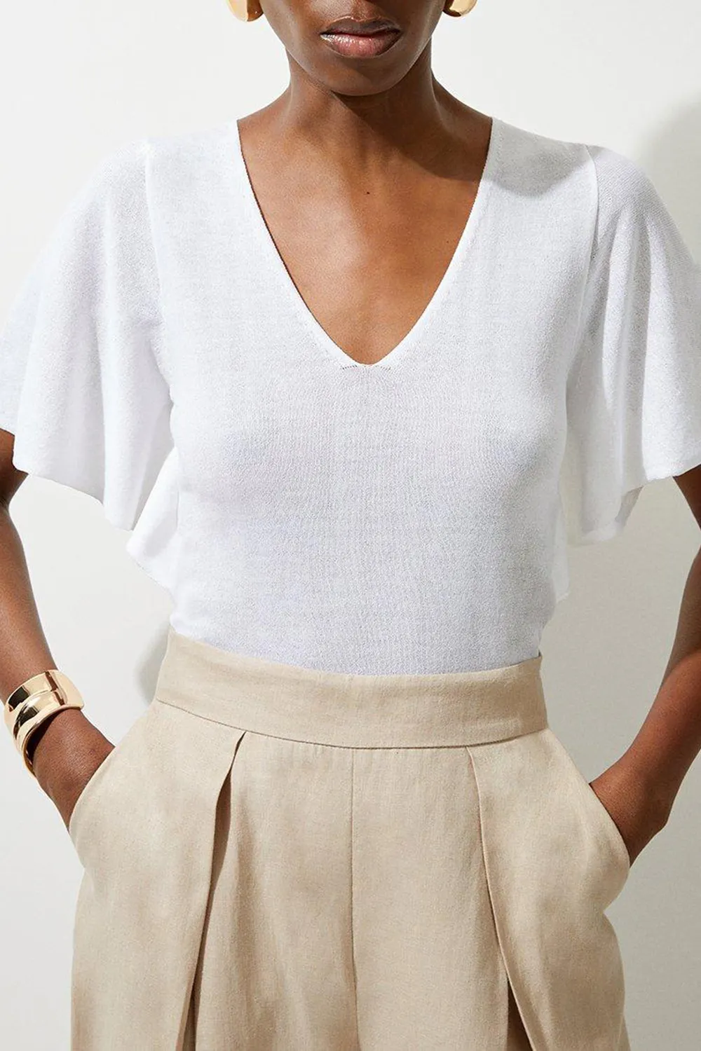 Lightweight Viscose Blend Summer Knit Angel Sleeve Top