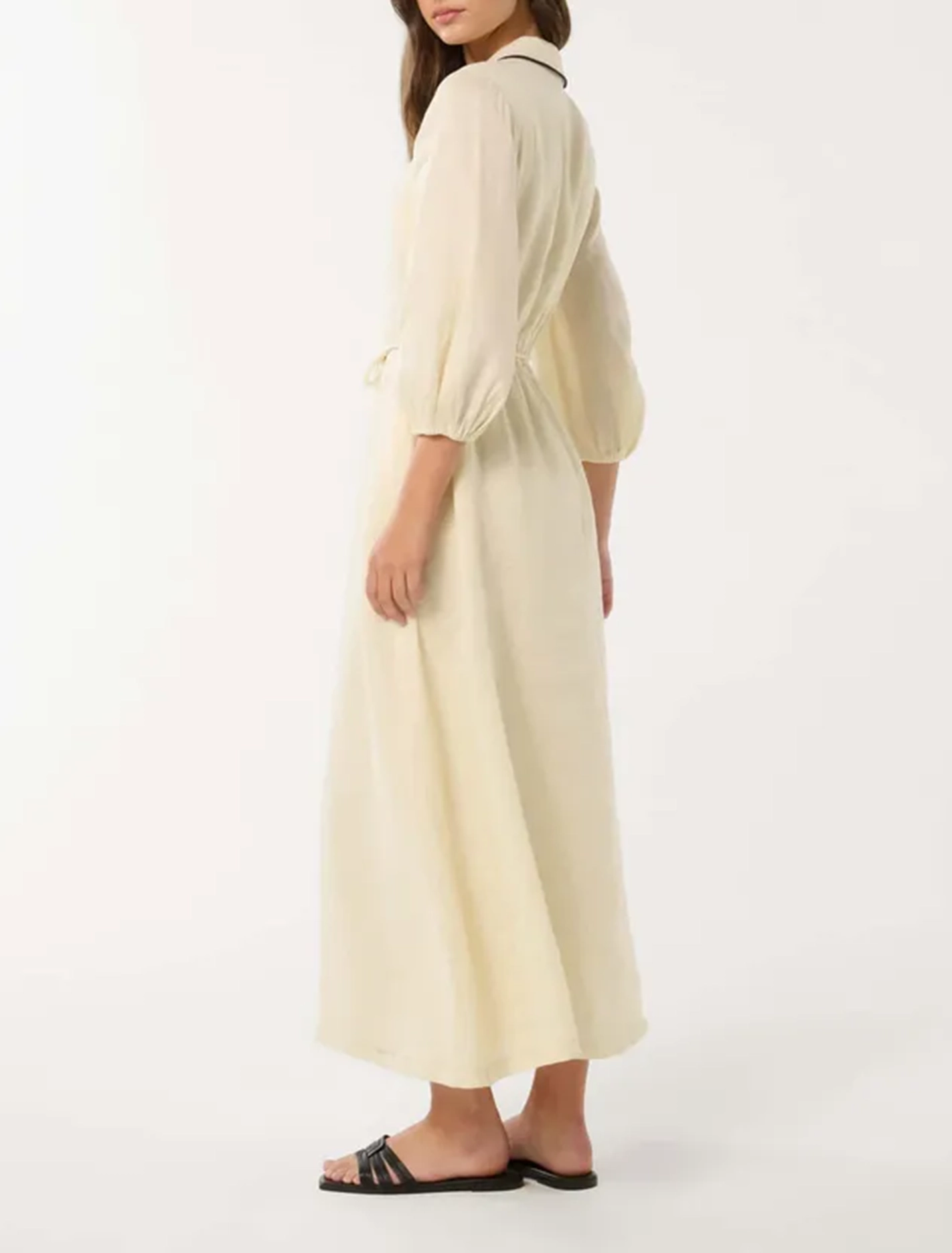 Contrast Linen Midi Dress