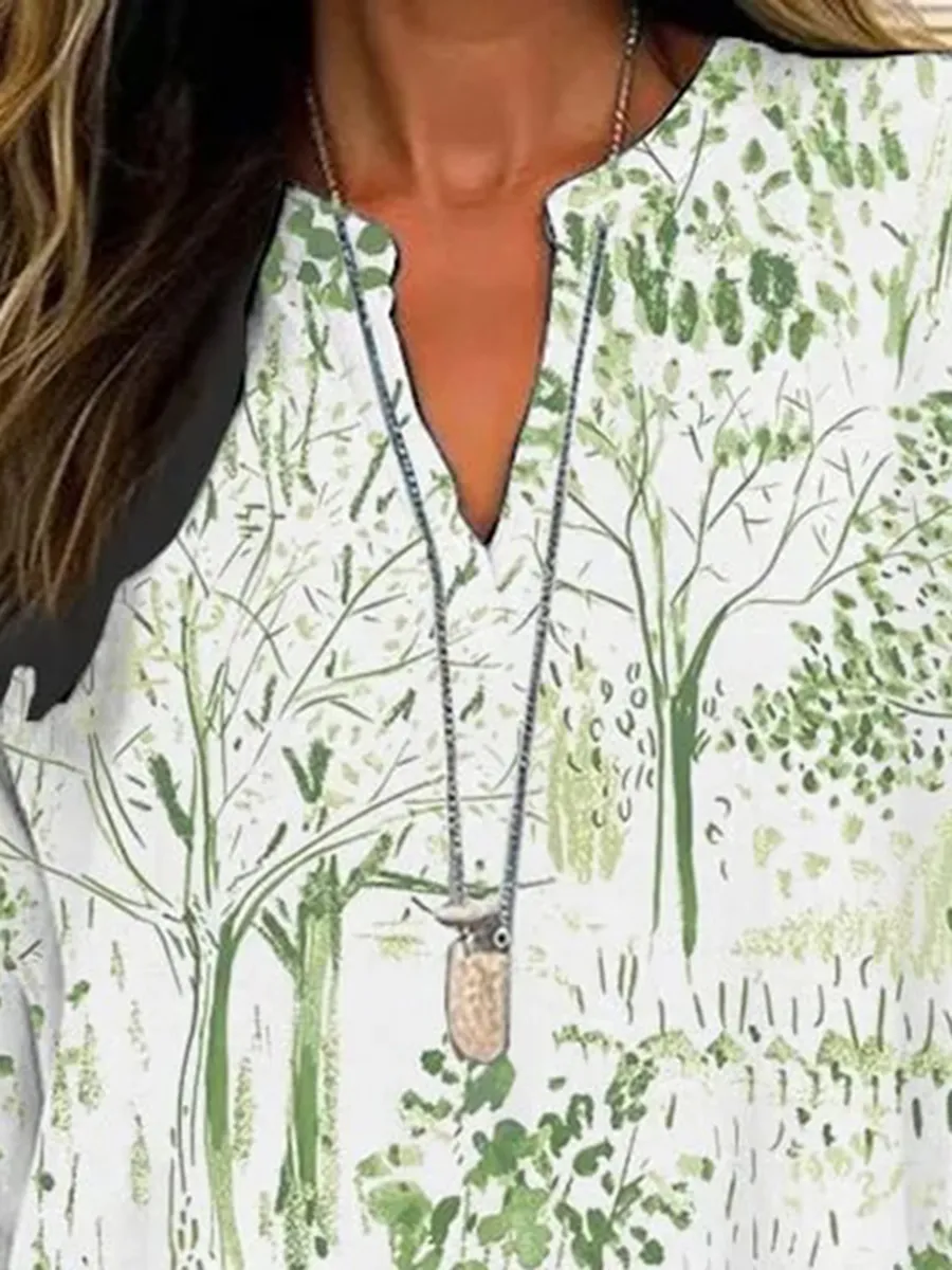 Women's Casual Forest Tree Print Shirt