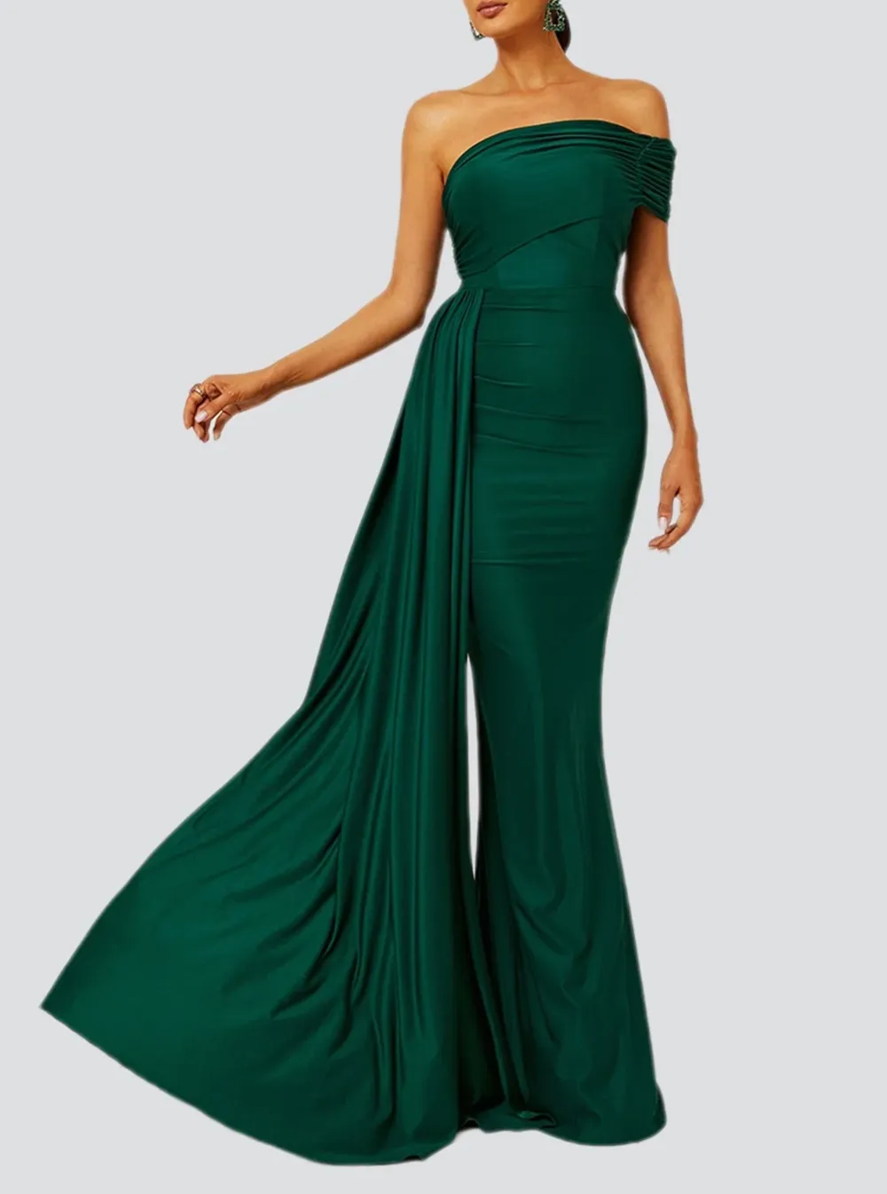 Draping Emerald Green Dress
