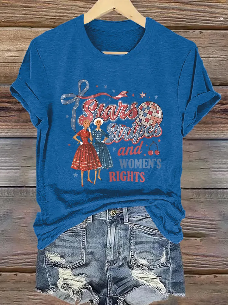 Woman'S Stars Stripes And Women'S Right Crew Neck Short Sleeve T-Shirt