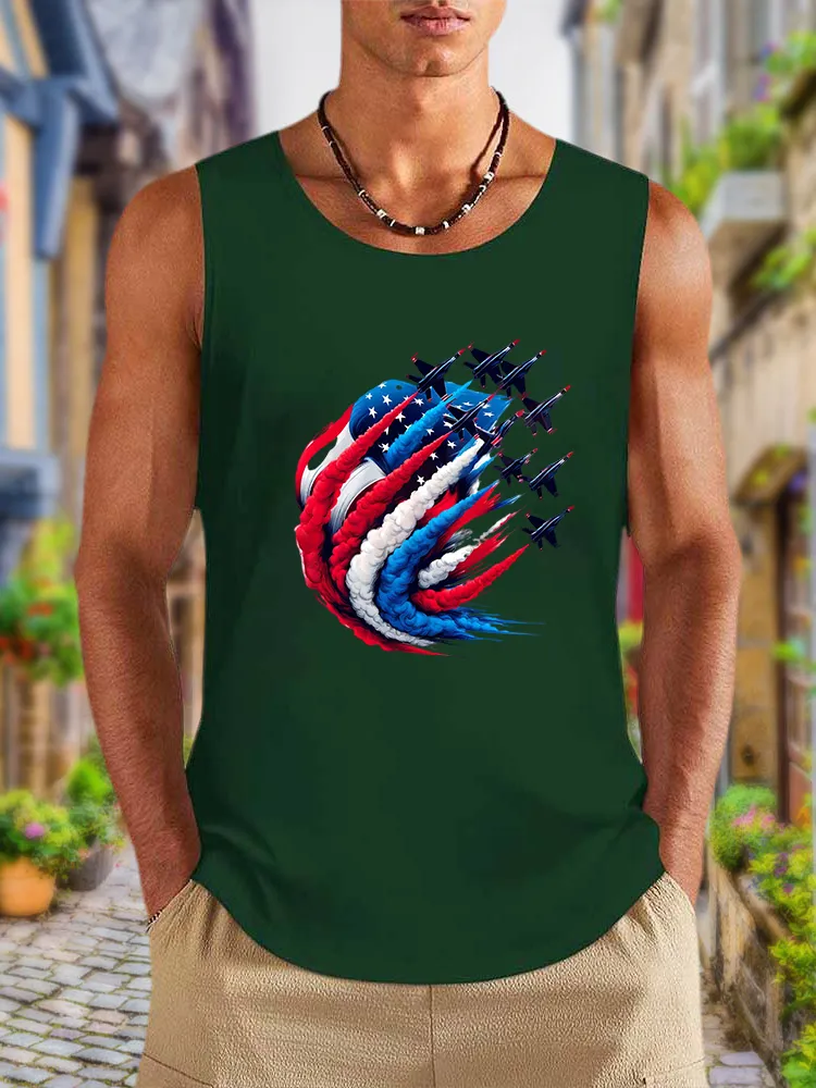 Men'S Airplane Smoke-Pulling Performance Round-Necked Sleeveless Vest