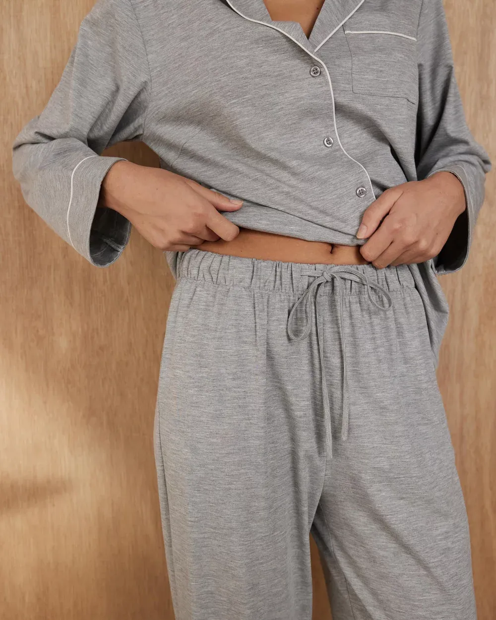 Long Sleeve Button-up Shirt Pajama Set