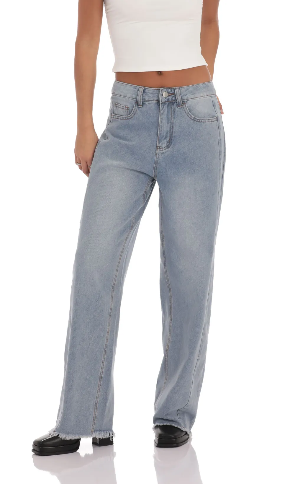 Faded Cutoff Jeans in Denim