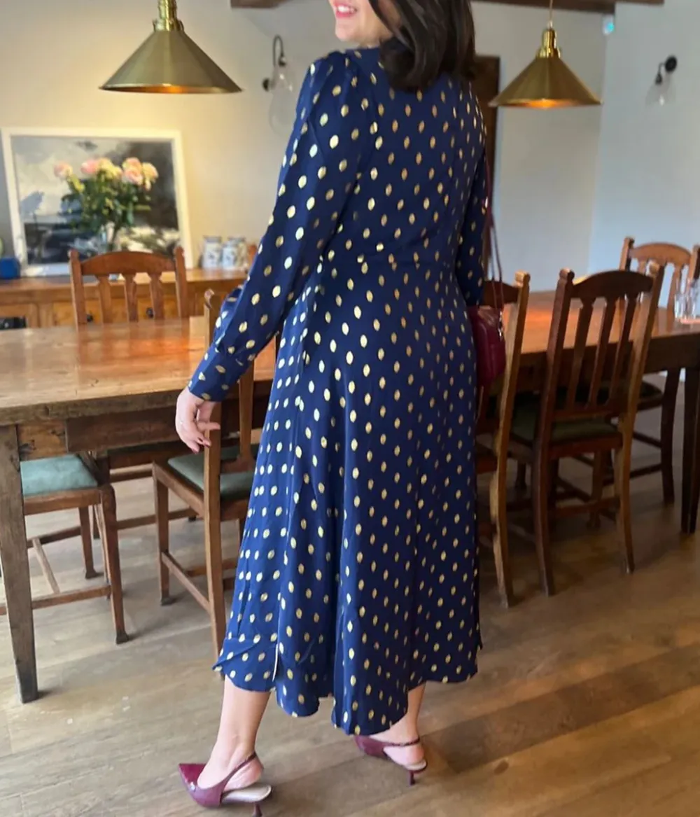 Navy Foil Print Dress
