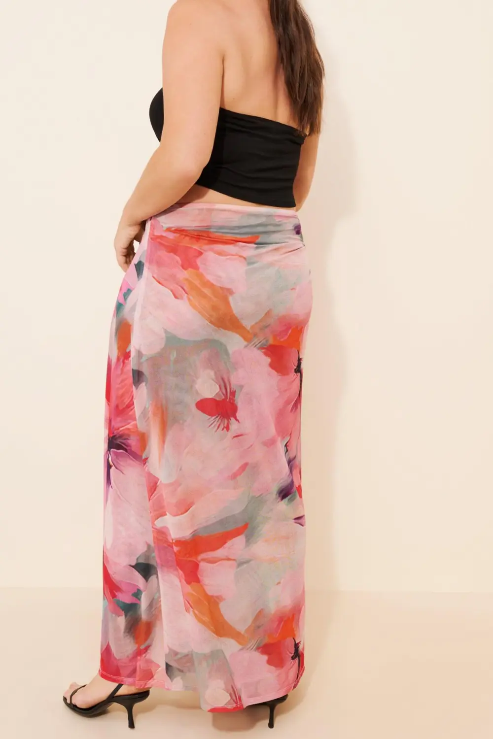 Floral Sheer Sequin Maxi Skirt