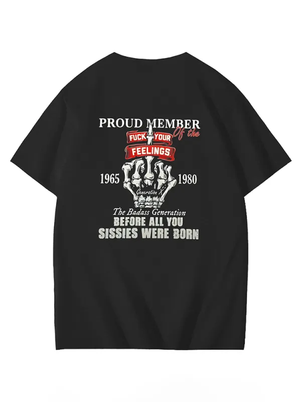 T-Shirt Proud Member Round-Neck Short-Sleeved T-Shirt