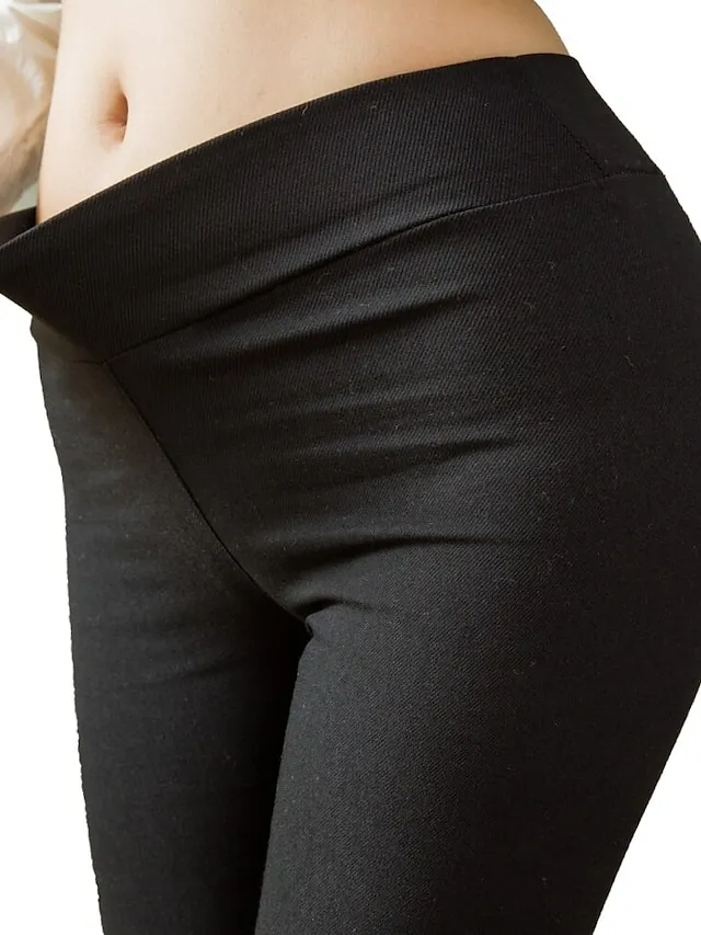 Women's High Waist Solid Leggings Wine Navy Blue Grey Fashion Classic Office Daily Stretchy Full Length Comfort Solid Color S M L XL XXL