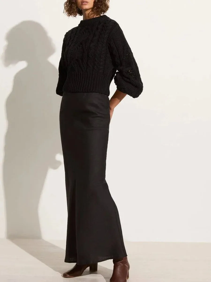 Cable Knit Black Sweater