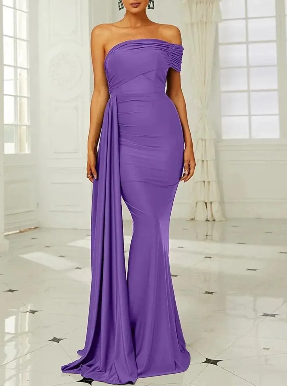 Draping Emerald Green Dress