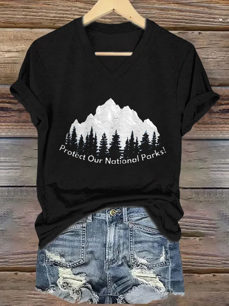 Women'S Protect Our National Parks! V-Neck T-Shirt