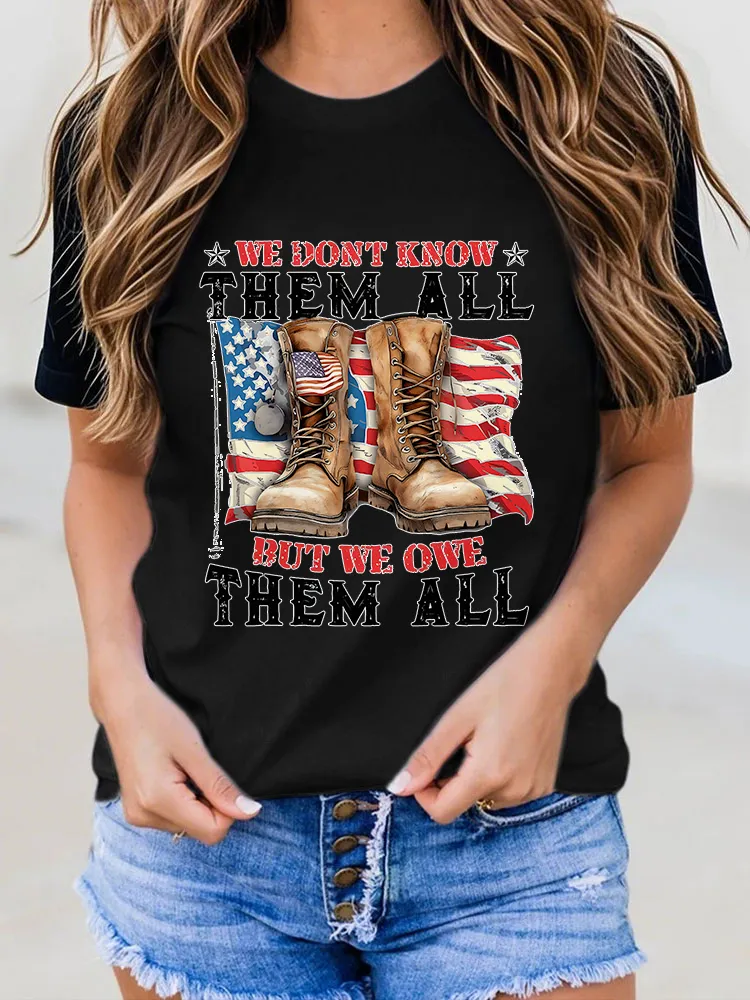 Woman'S we dont know them all but we owe them all Round-Neck Short-Sleeved T-Shirt