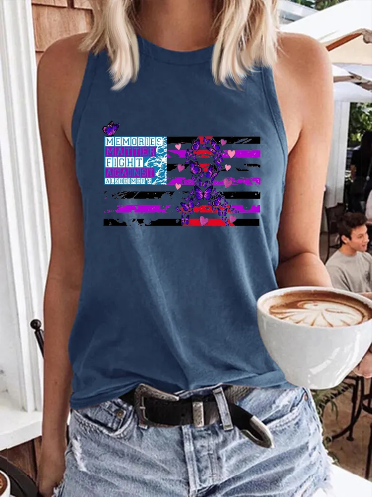 Women'S Round-Neck Sleeveless Vest With Memories Matter Fight Against Alzheimer'S
