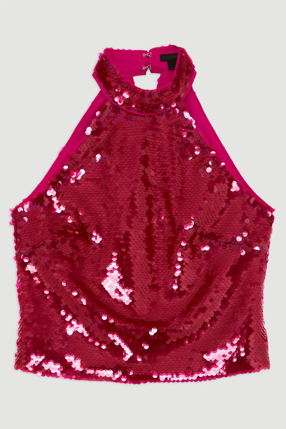 Layered Sequin Woven Halter Top