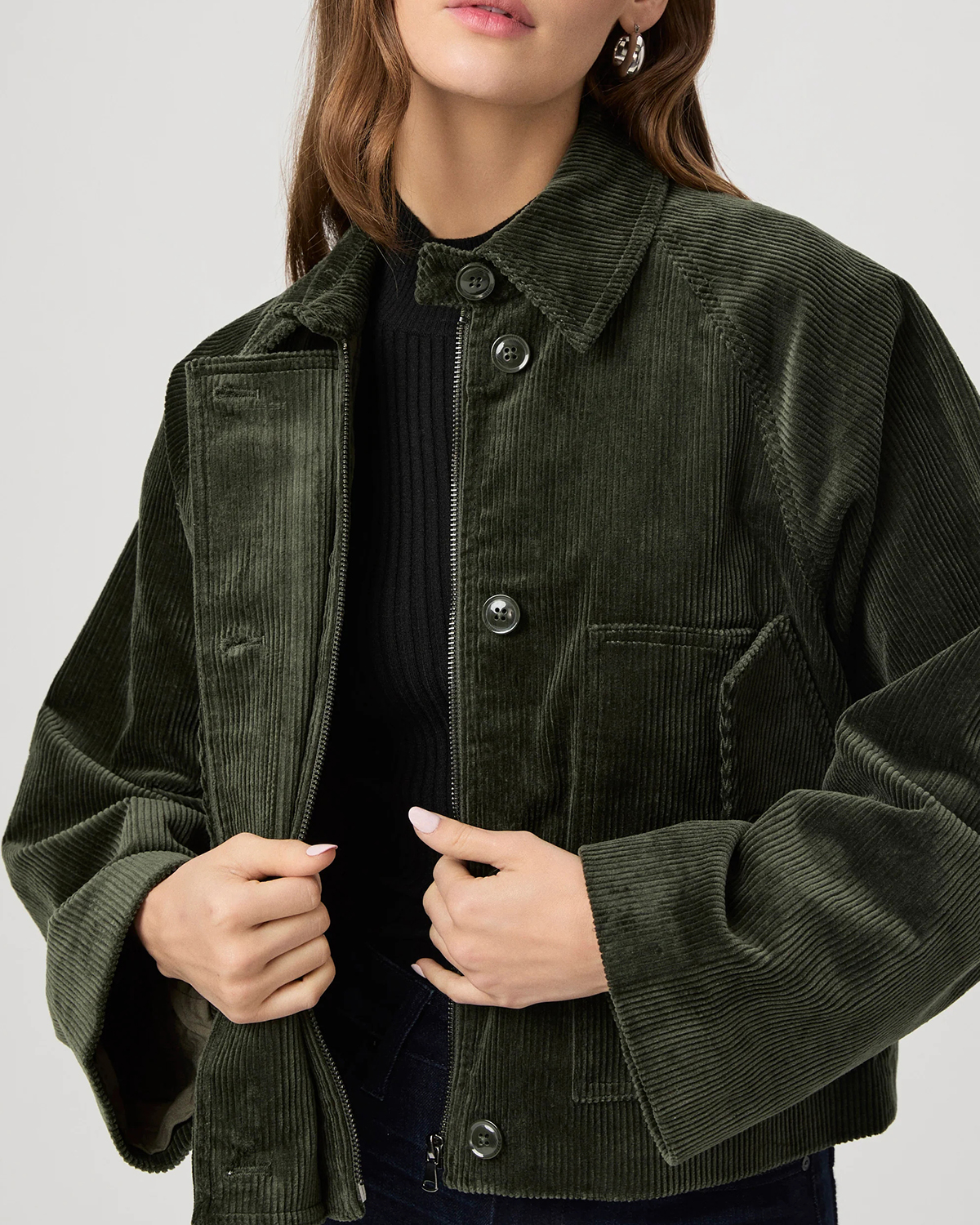 Dark Green Corduroy Boxy Fit Jacket