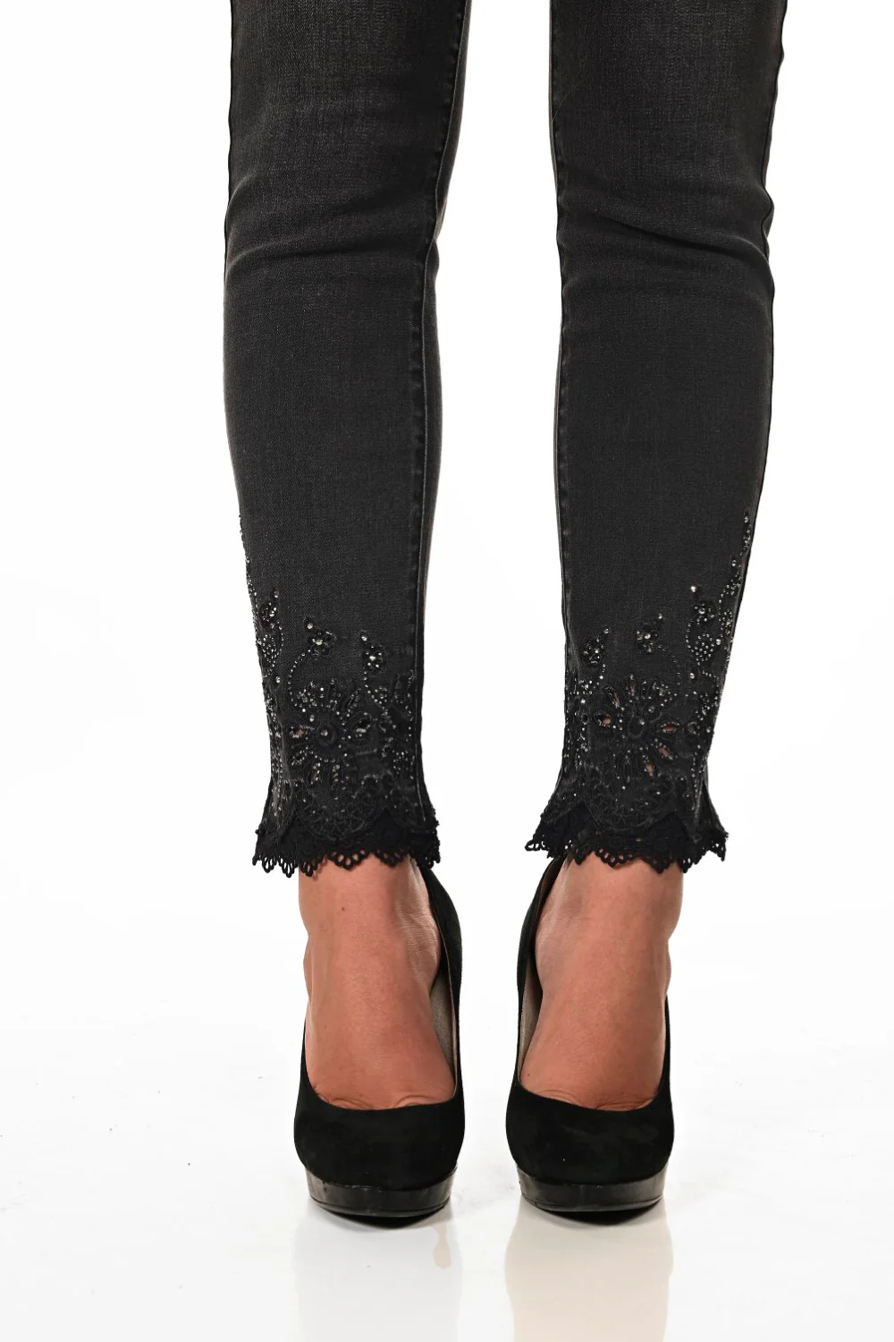 Black Woven Straight - Leg Pants
