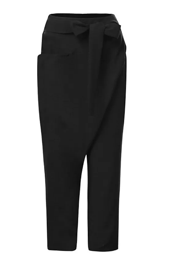 Women's Dress Pants Ankle-Length Cotton Blend Mid Waist Streetwear Casual Work Daily Black Navy Blue S M Fall & Winter