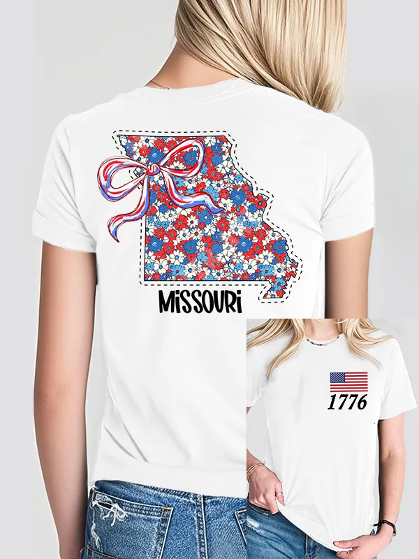Woman'S 1776 West Virginia Print Short-Sleeved T-Shirt