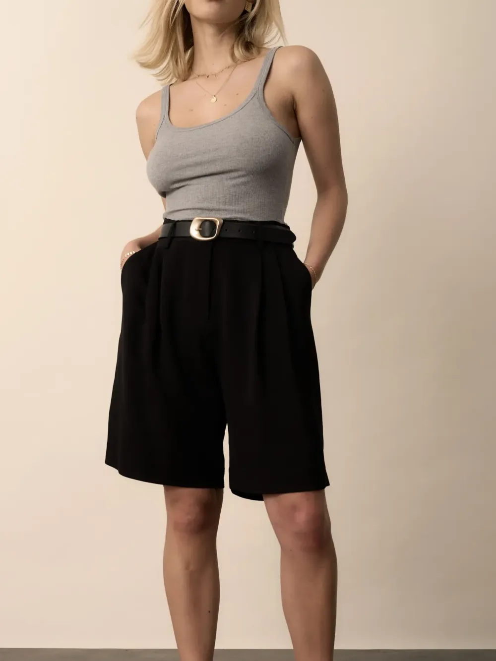 Black The Pleat Front Short