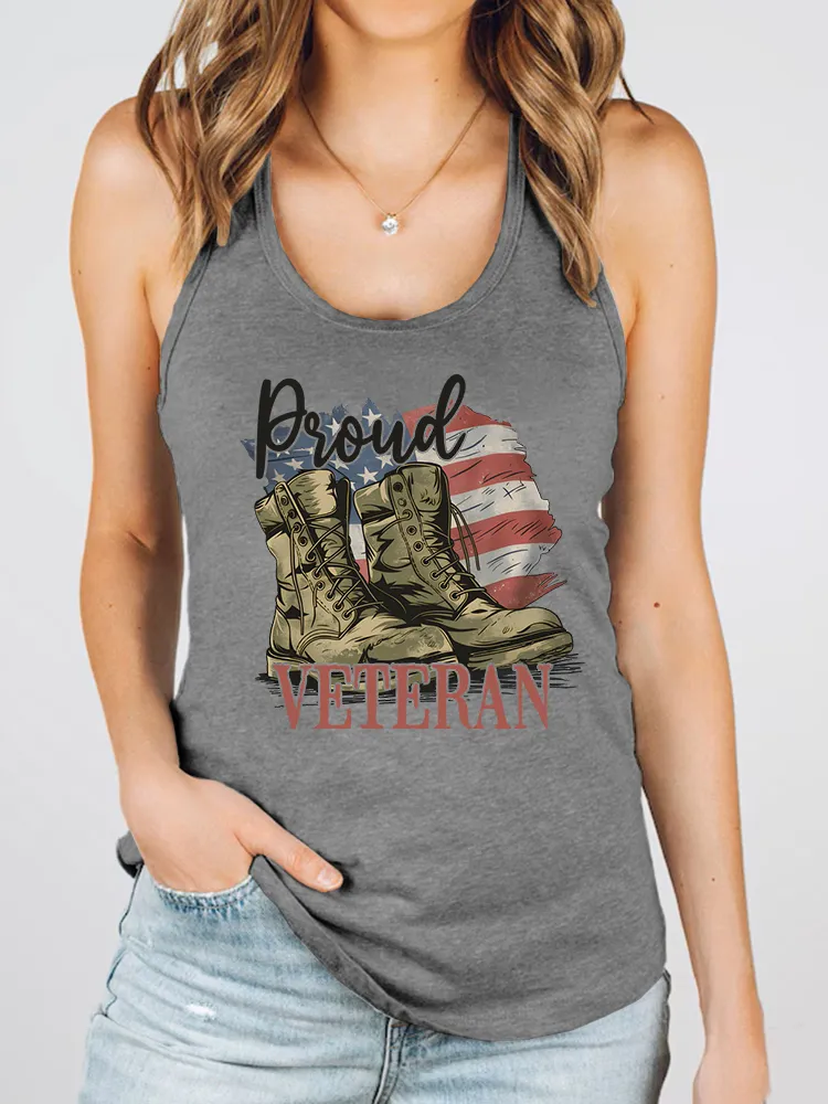 Women'S Broud Veteran Round-Necked Sleeveless Vest