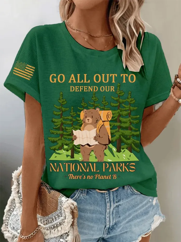 Women'S Protect National Parks Waffle Crew Neck T-Shirt