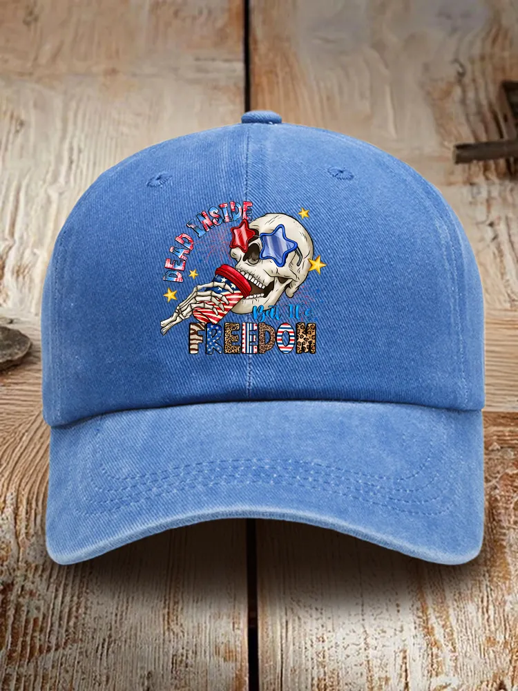 Dead Inside Freedom Print Washed Baseball Cap